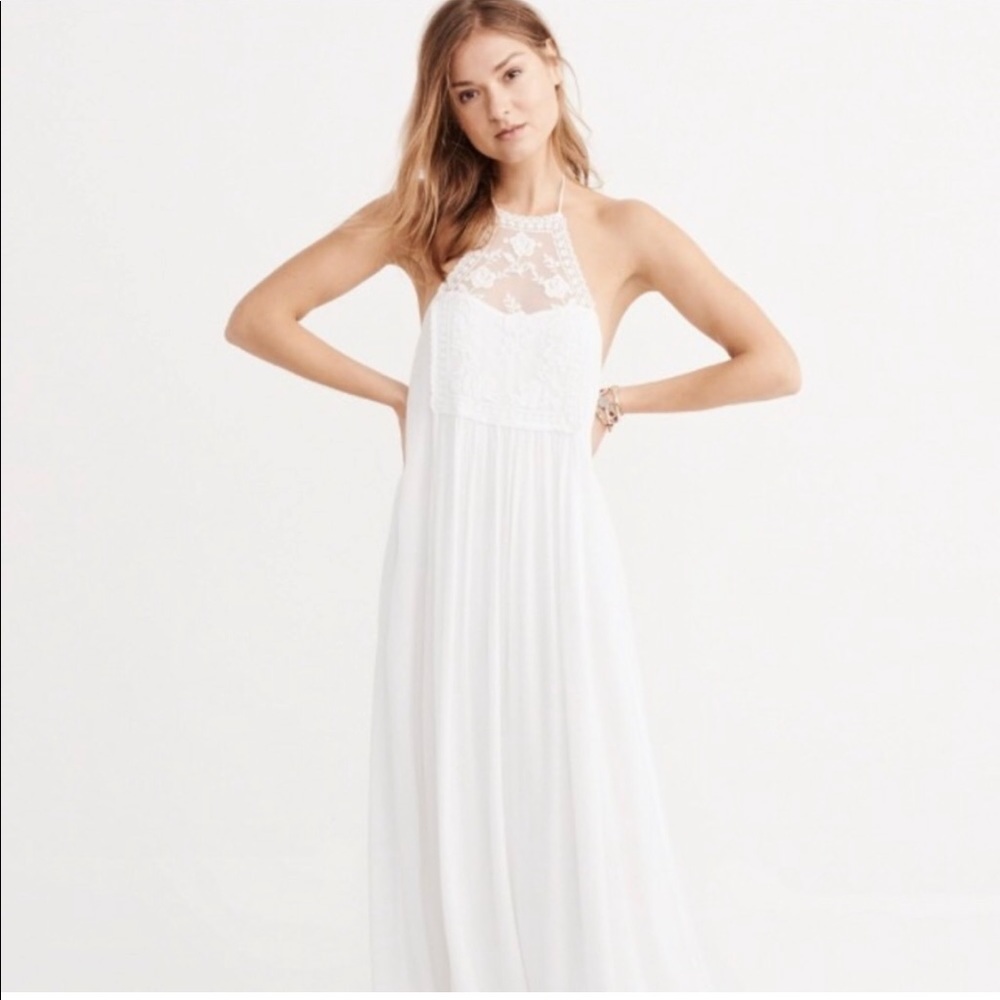 Abercrombie White Halter Maxi Dress